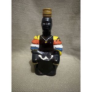 Vintage1970s Old Oak Rum Bottle Angostura Trinidad Native Drummer No Hat Empty